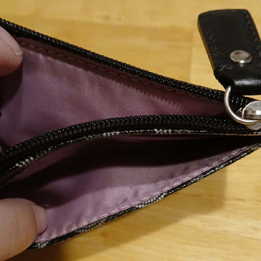 Coach Black and Silver Patterned Coin Pouch EUC - Picture 4 of 5